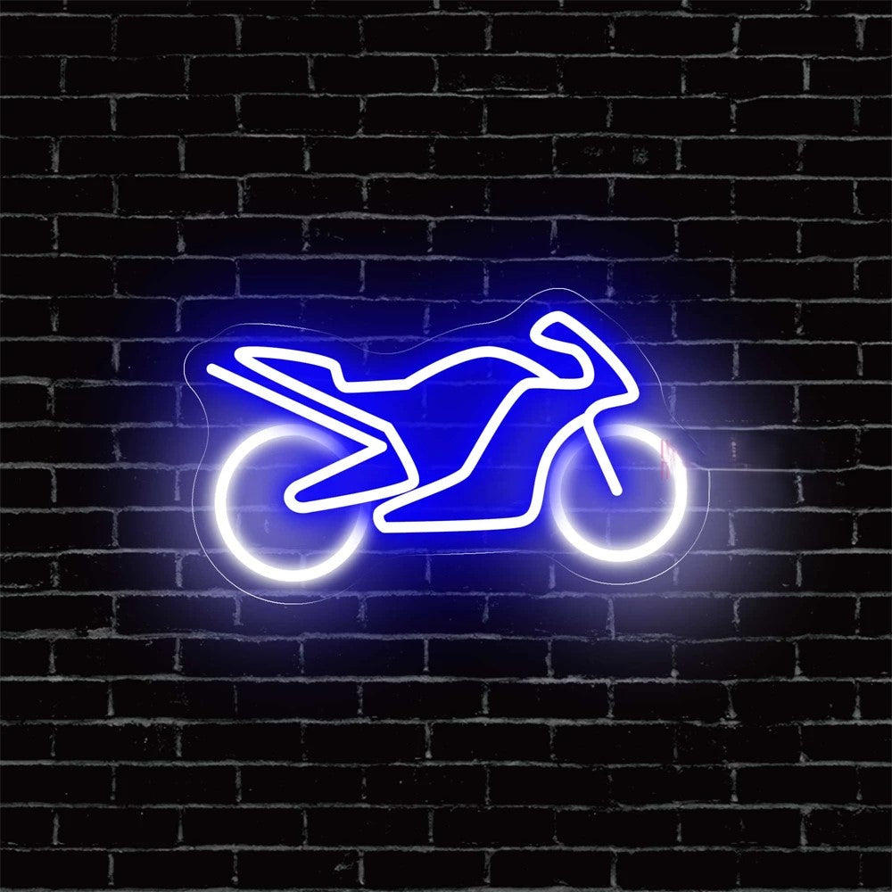 Motorbike Shop Neon Sign Led Light  Personalized Mirror Blue  