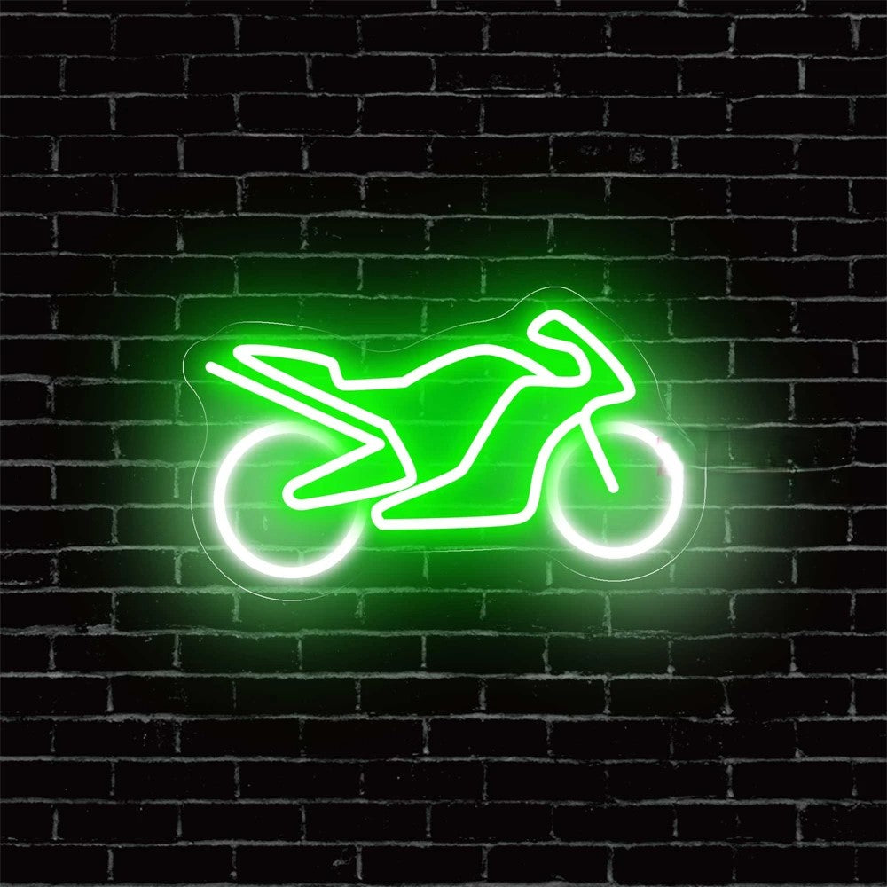 Motorbike Shop Neon Sign Led Light  Personalized Mirror Green  