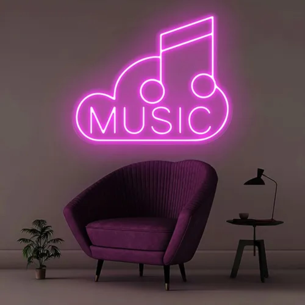 Neon Sign Featuring Music  Personalized Mirror S  