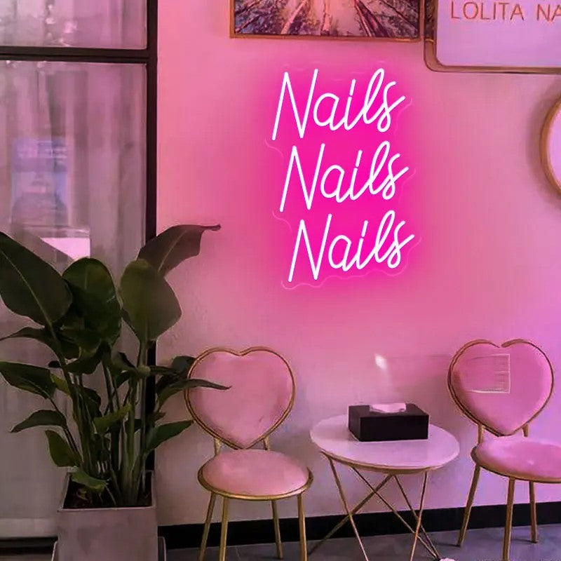 Nails Salon Display LED Neon Sign  Personalized Mirror Nail  