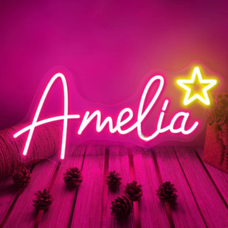 Illuminated Elegance Custom Amelia Neon Sign  Personalized Mirror Star 30 