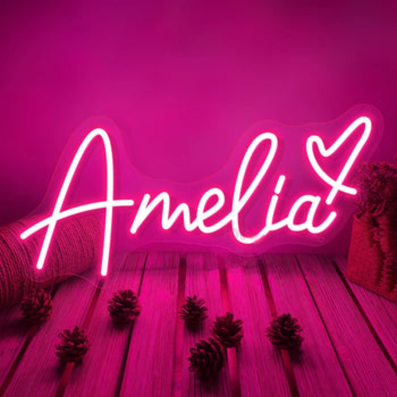 Illuminated Elegance Custom Amelia Neon Sign  Personalized Mirror   