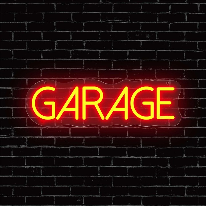 Illuminated Mechanics Beacon Garage LED Neon Sign  Personalized Mirror Orange 40x12 