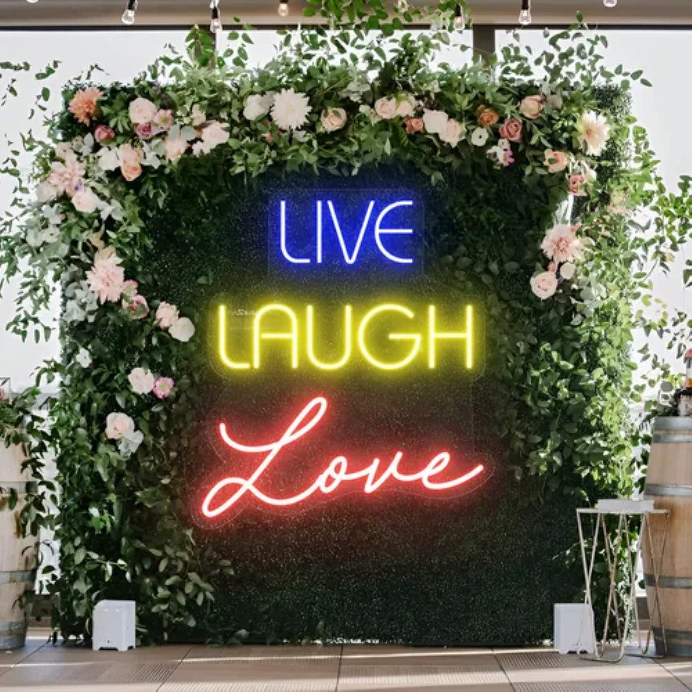 Neon Sign Featuring Live Laugh Love  Personalized Mirror S  