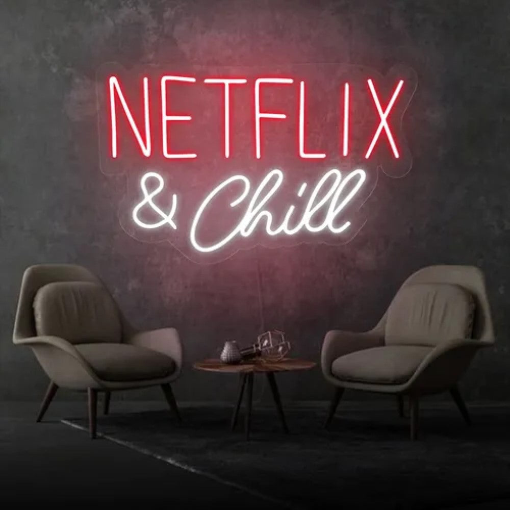 Neon Sign Featuring Netflix And Chill  Personalized Mirror S  