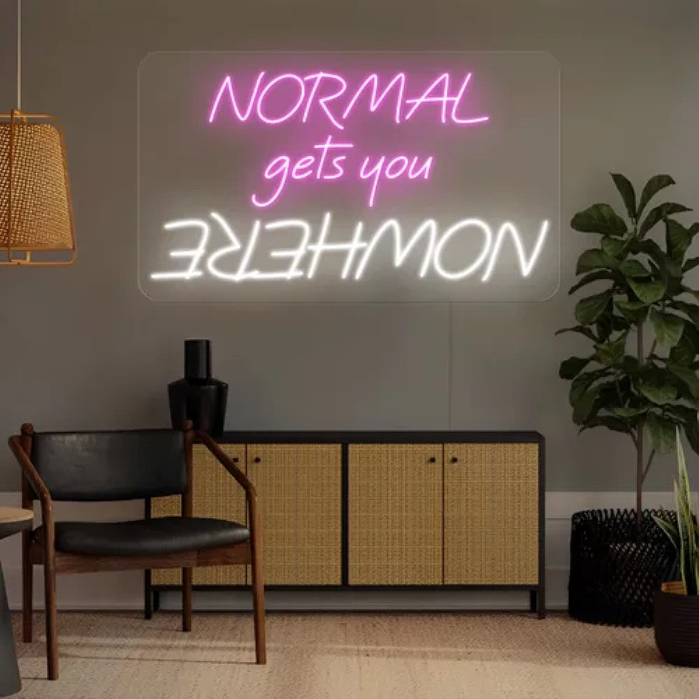 Neon Sign Featuring Normal Gets You Nowhere  Personalized Mirror S  