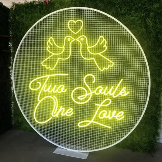 Neon Sign Featuring Two Souls One Bond  Personalized Mirror S  