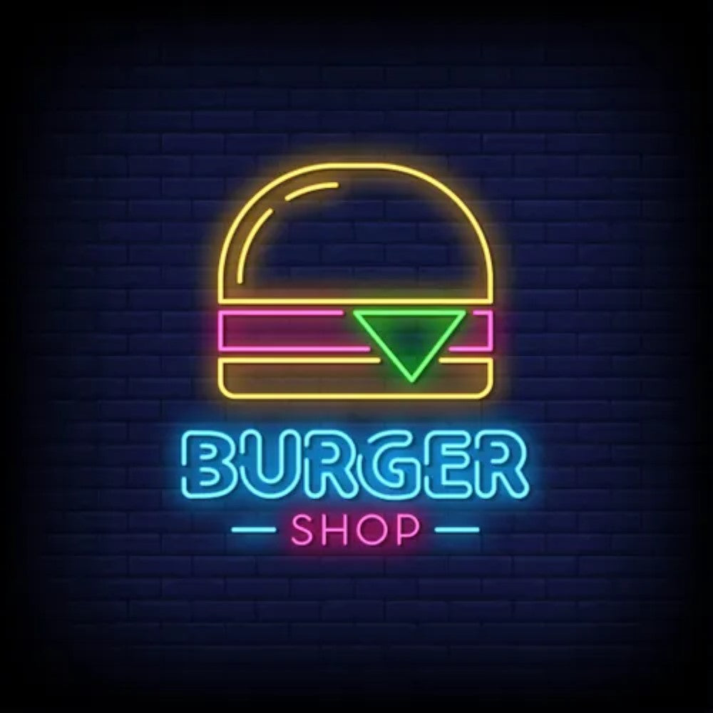 Neon Sign For Burger Shop  Personalized Mirror S  