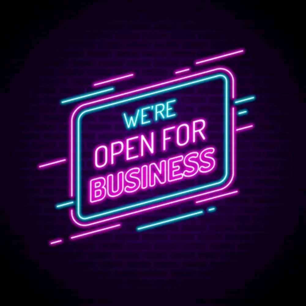 Neon Sign For Open For Business  Personalized Mirror S  