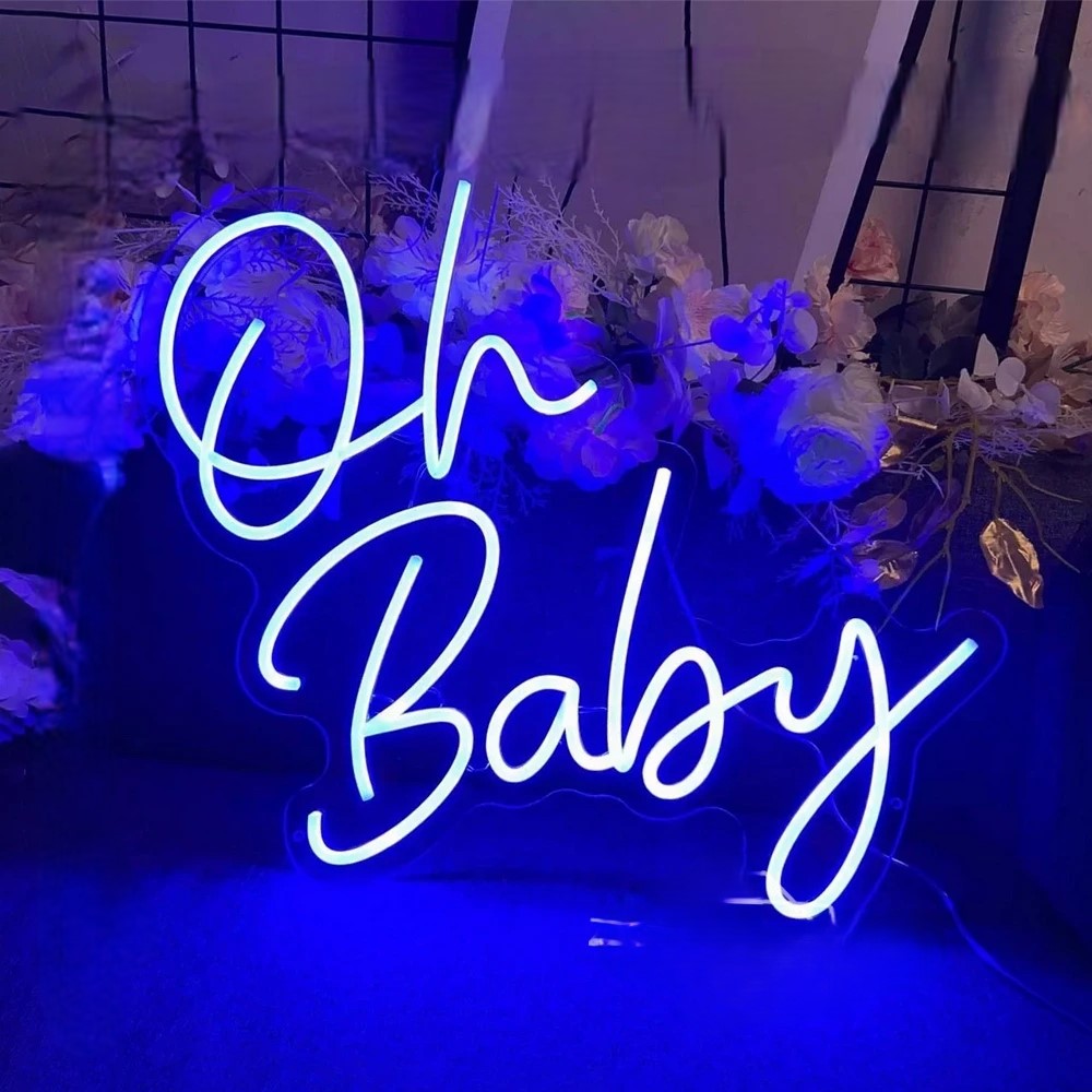 Oh Baby Neon Sign  Personalized Mirror Blue  