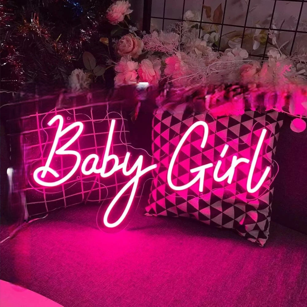 Decor Wall Neon Sign  Personalized Mirror Baby Girl  