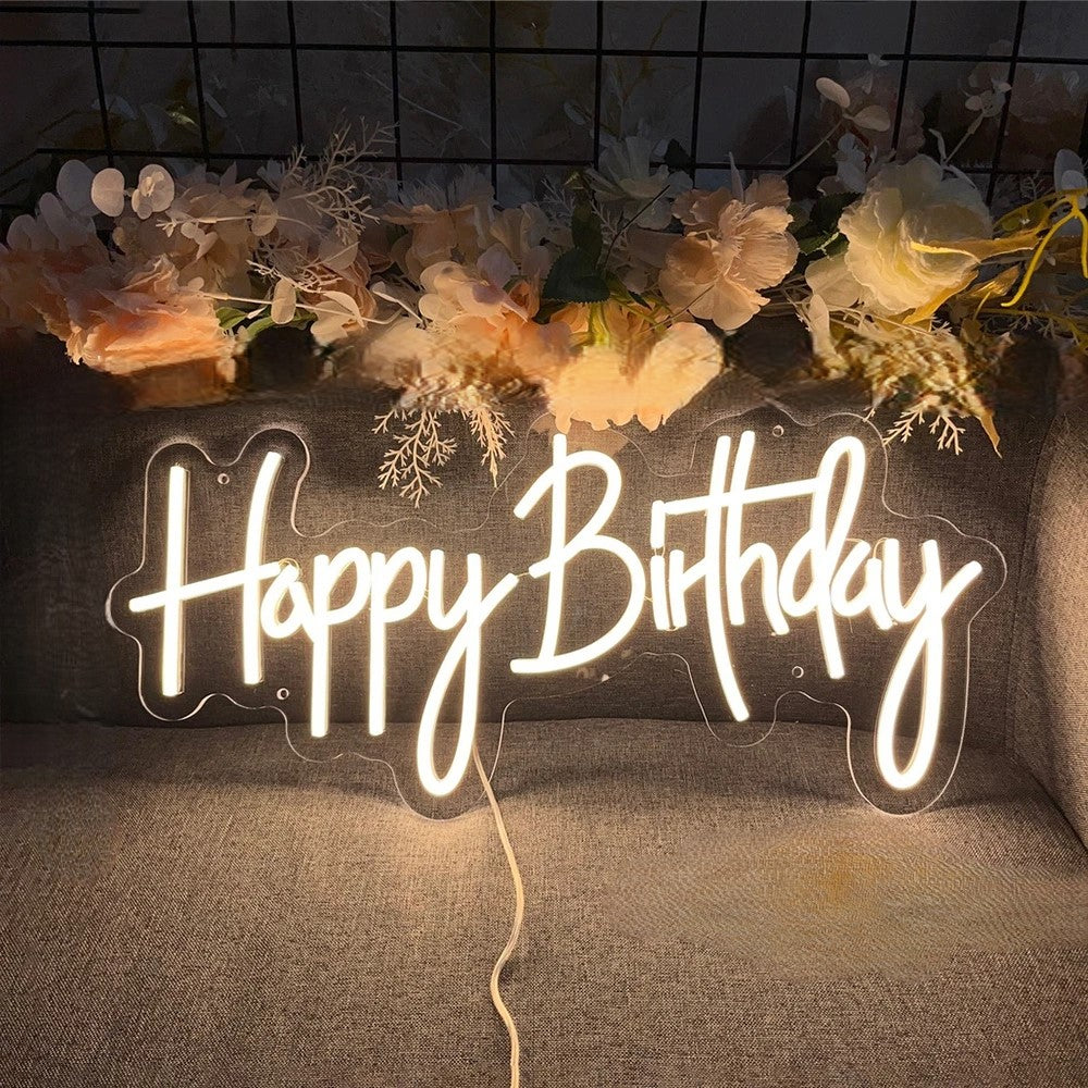 Decor Wall Neon Sign  Personalized Mirror Happy Birthday  