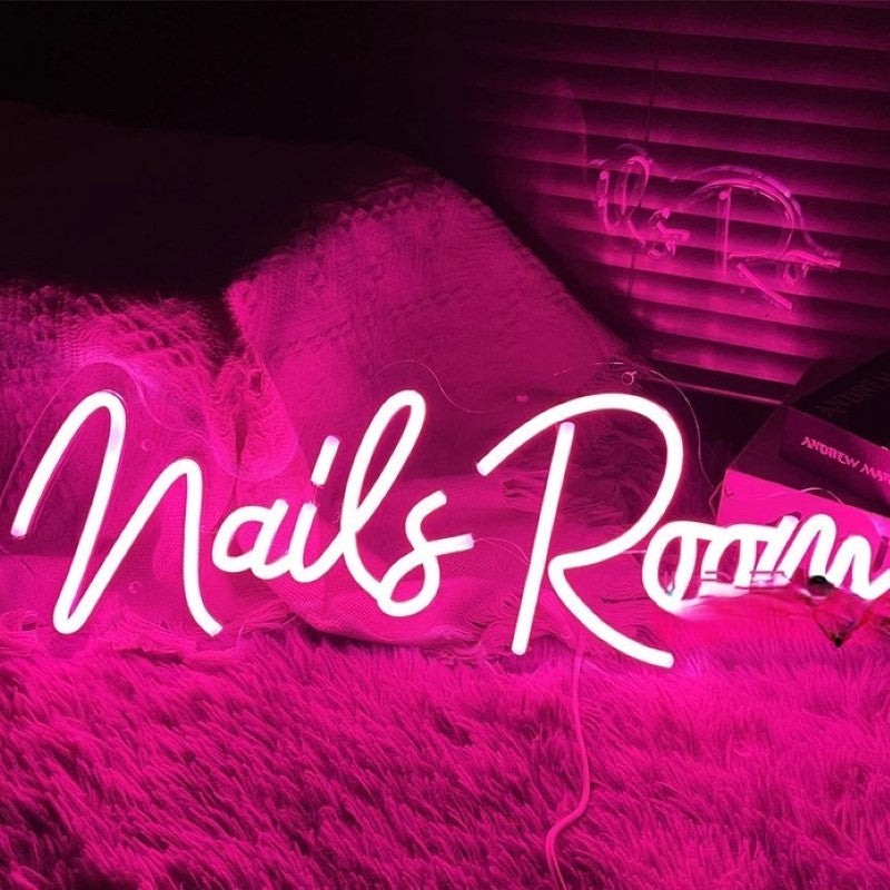 Nail Decor Wall Neon Sign  Personalized Mirror Nails Room White 