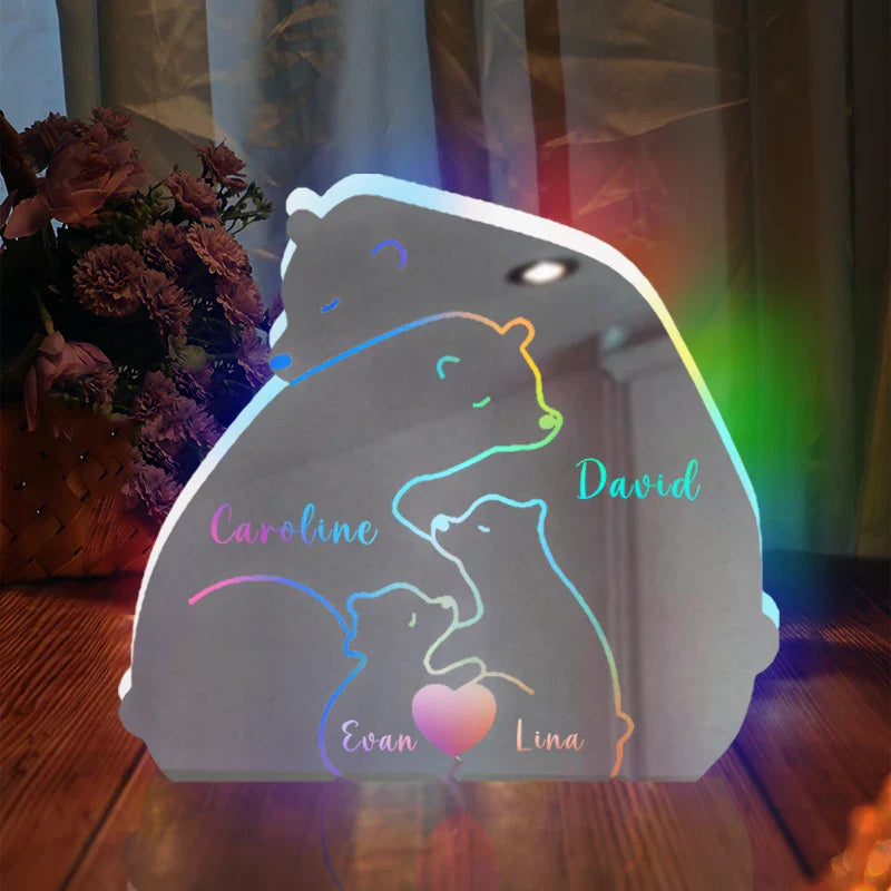 Personalized Bear Family LED Acrylic Night Light  Personalized Mirror 20  