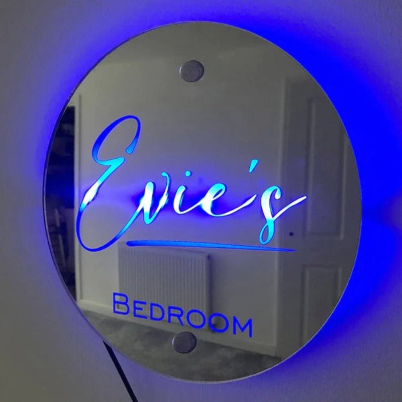 Personalized Round Mirror Marquee Light  Name Mirror   