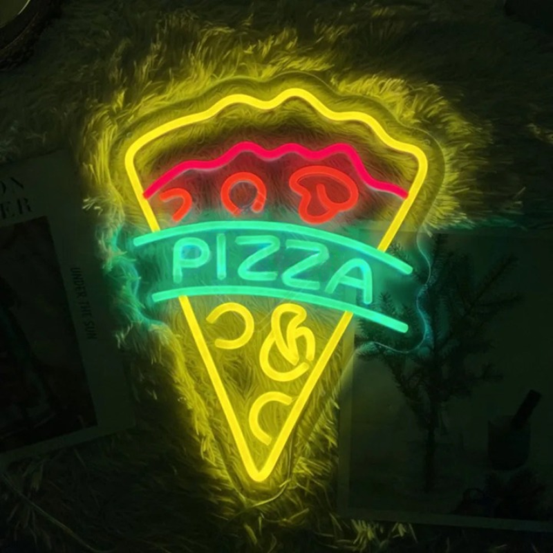 Neon Nosh The Pizza Slice Signs Glow  Personalized Mirror 40x32 Pizza 