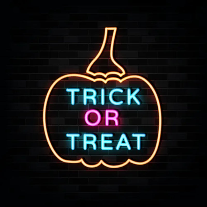 Pumpkin Trick Or Treat Neon Sign  Personalized Mirror S  