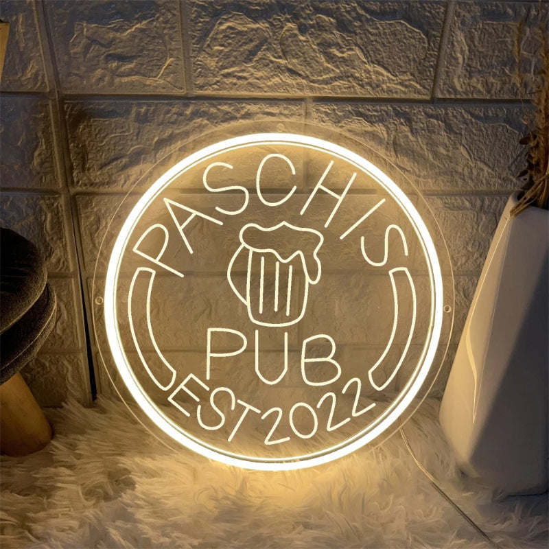 Radiant Circular Neon LED Sign  Personalized Mirror Light Yellow 30x30 CM 