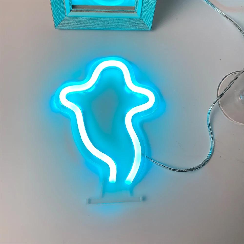 Radiant Neon Light For Festive Ambiance  Personalized Mirror Ghost  