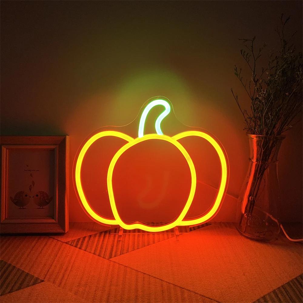 Radiant Neon Light For Festive Ambiance  Personalized Mirror Pumpkin  