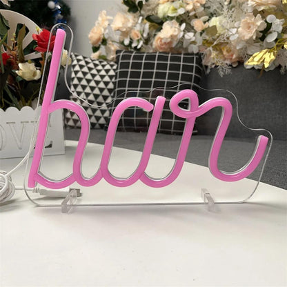 Radiant Script Neon Wall Decor  Personalized Mirror Pink  