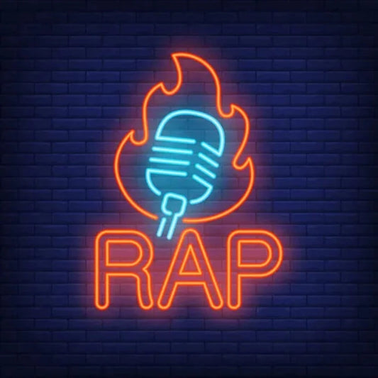 Rap Microphone Flame Neon Sign  Personalized Mirror S  