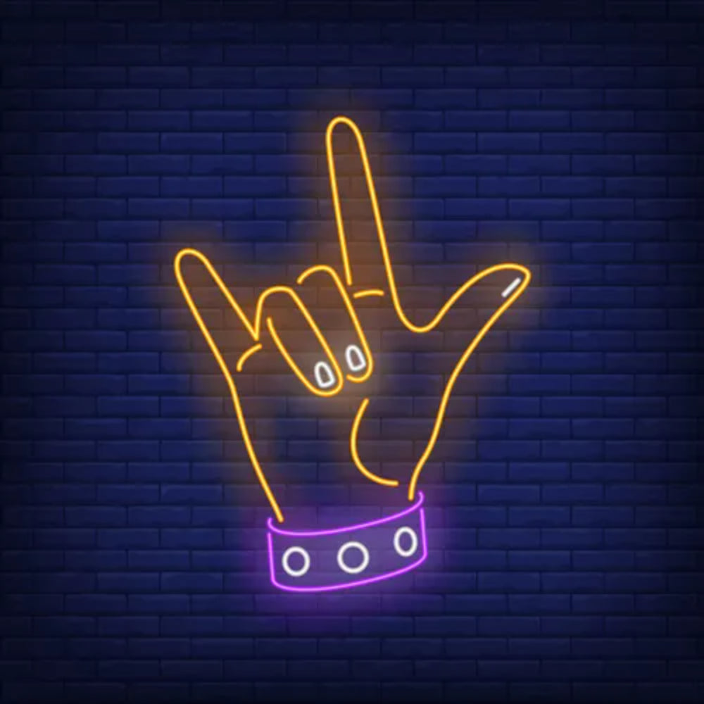 Rock On Gesture Neon Sign  Personalized Mirror S  