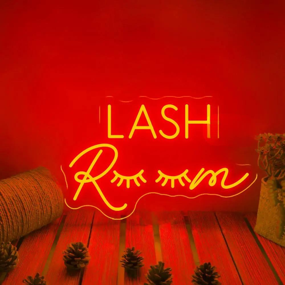 Lash Room Neon Light LED Sign  Personalized Mirror Orange  