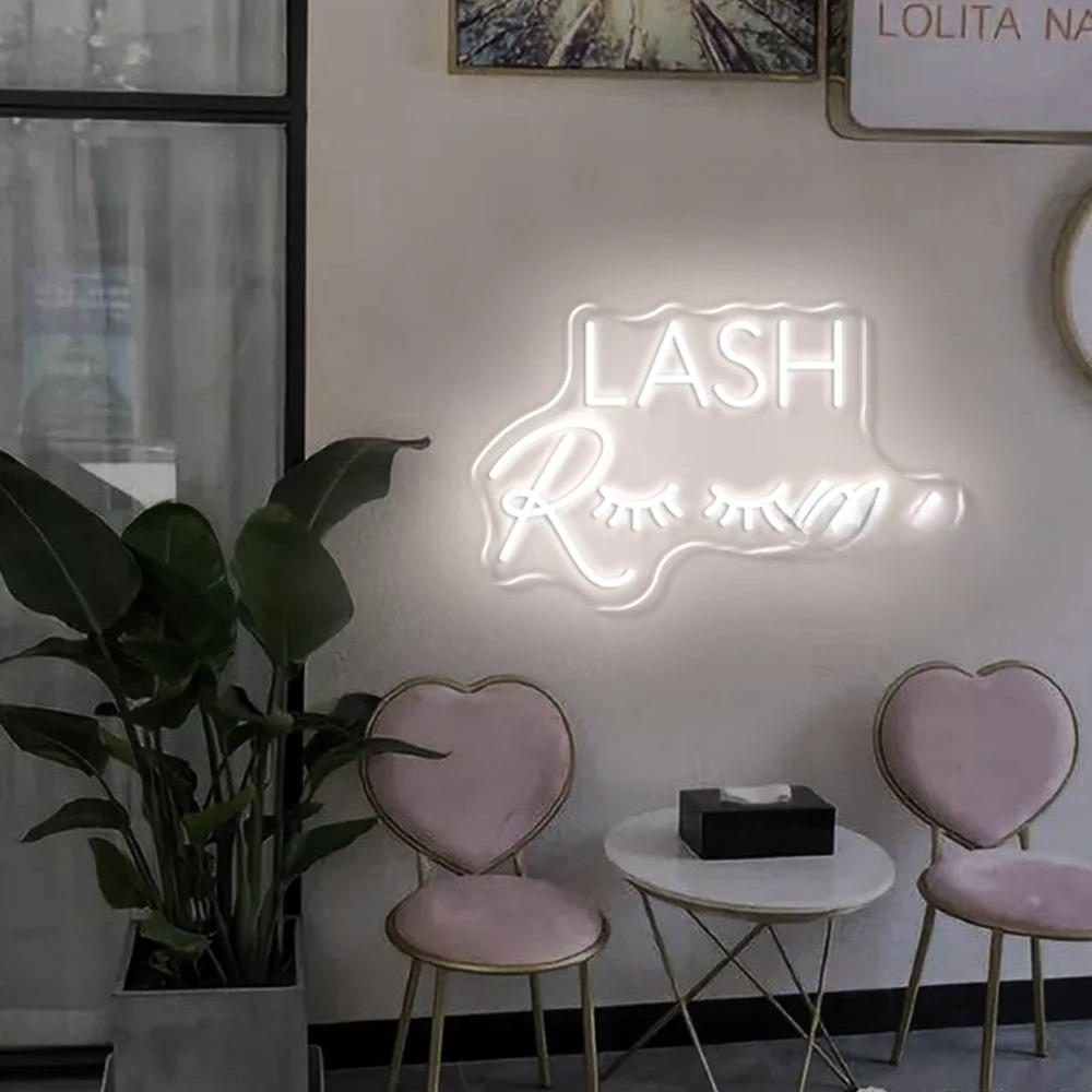 Lash Room Neon Light LED Sign  Personalized Mirror White  