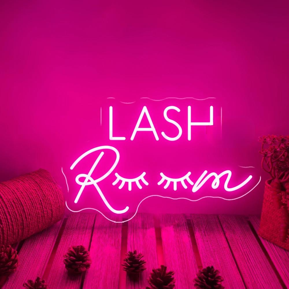 Lash Room Neon Light LED Sign  Personalized Mirror Light Pink  