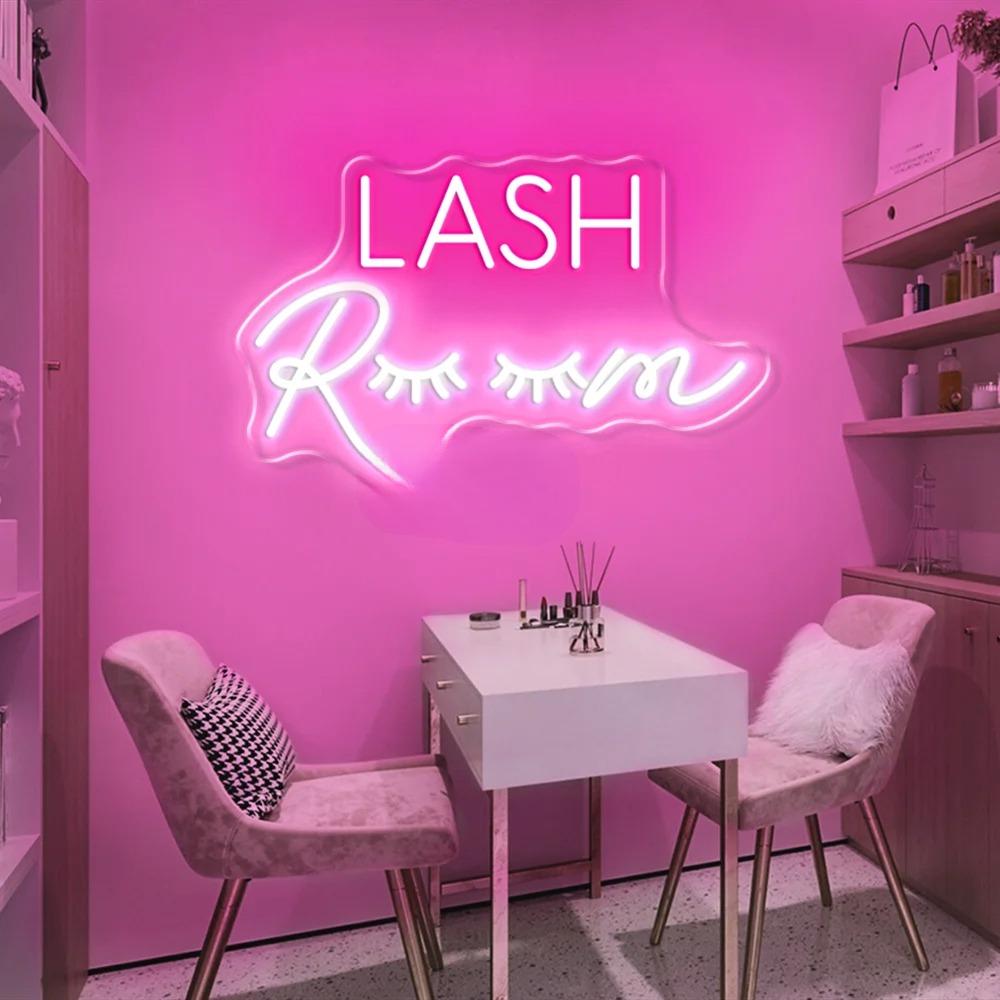 Lash Room Neon Light LED Sign  Personalized Mirror Pink  