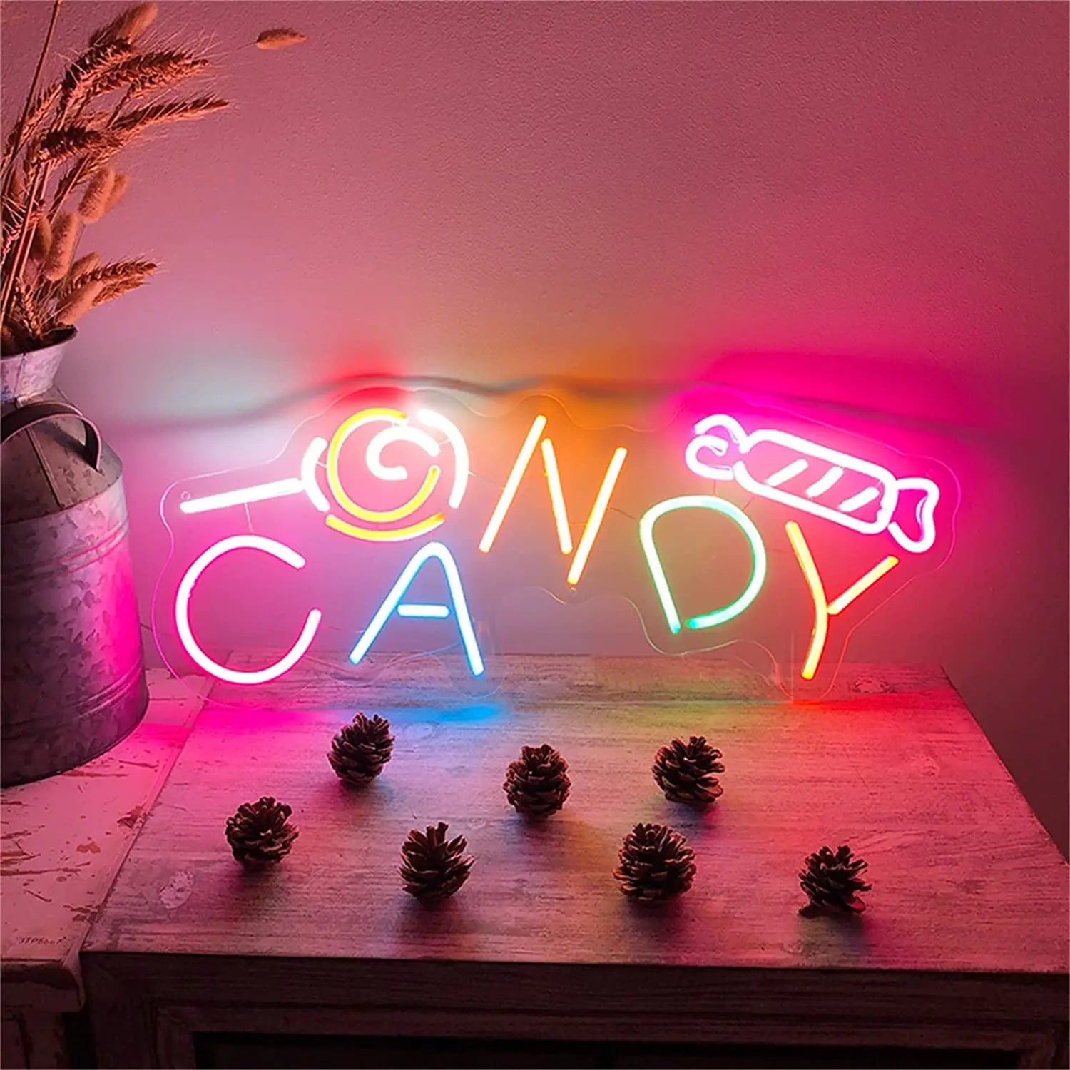 Candy Luminescence The Sweet Charm of Neon  Personalized Mirror 50x20.5  