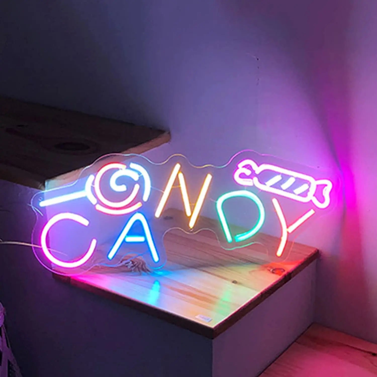 Candy Luminescence The Sweet Charm of Neon  Personalized Mirror   