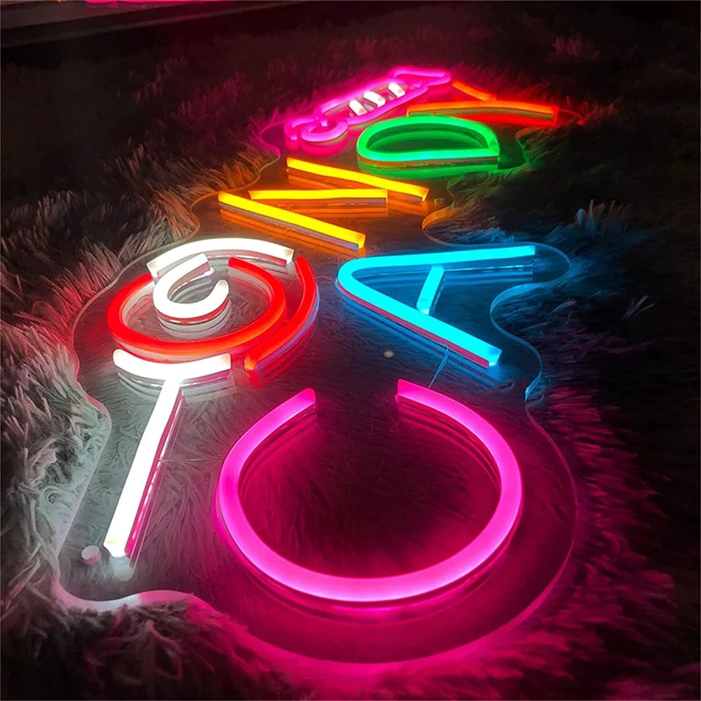 Candy Luminescence The Sweet Charm of Neon  Personalized Mirror   