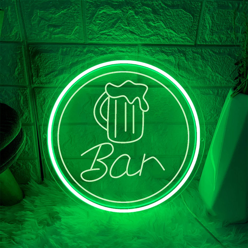 Lash Bar Illuminated Neon Signs  Personalized Mirror Green 30x30cm 