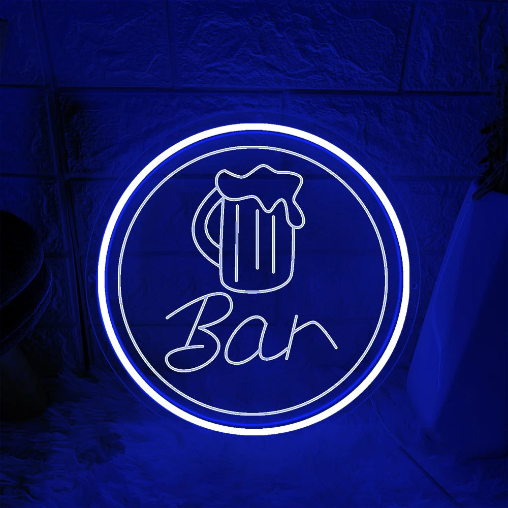 Lash Bar Illuminated Neon Signs  Personalized Mirror Blue 30x30cm 