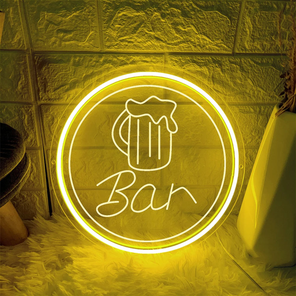 Lash Bar Illuminated Neon Signs  Personalized Mirror Yellow 30x30cm 