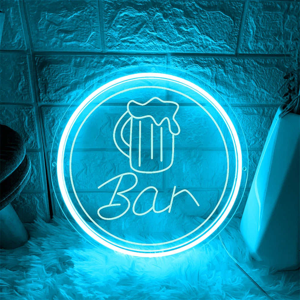 Lash Bar Illuminated Neon Signs  Personalized Mirror Light Blue 30x30cm 