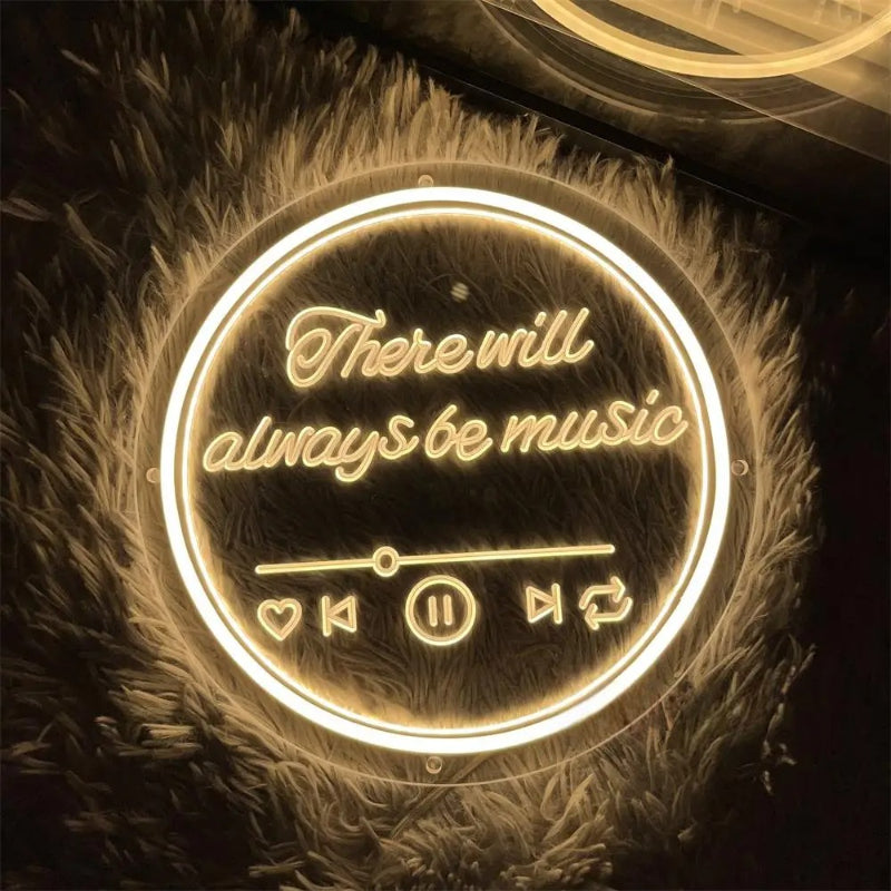 There Will Always Be Music Neon Led Sign  Personalized Mirror 30X30 CM  