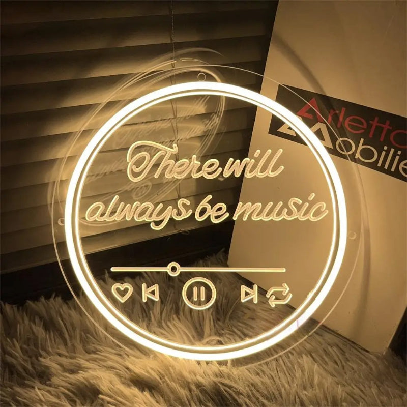 There Will Always Be Music Neon Led Sign  Personalized Mirror   