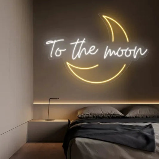 To The Moon Neon Sign  Personalized Mirror S  