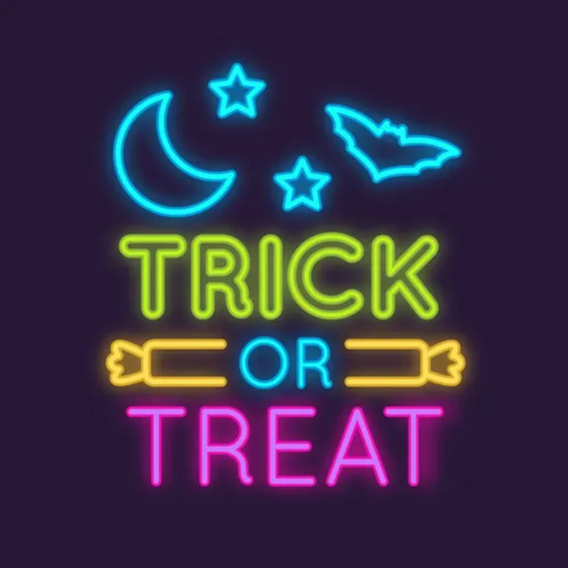 Trick Or Treat Halloween Neon Sign  Personalized Mirror S  