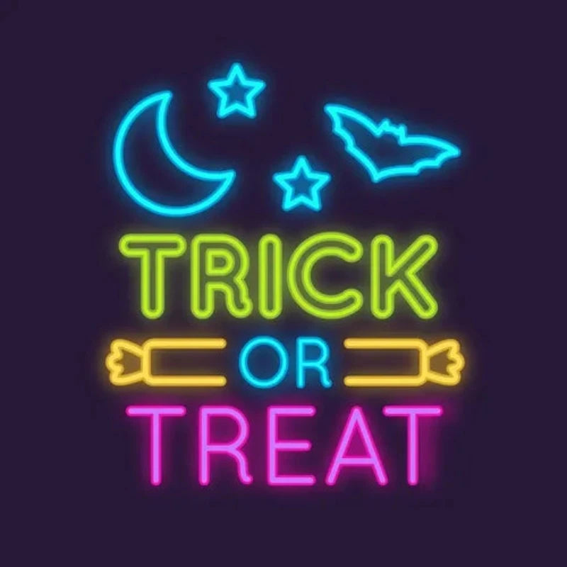 Trick Or Treat Neon Sign  Personalized Mirror S  