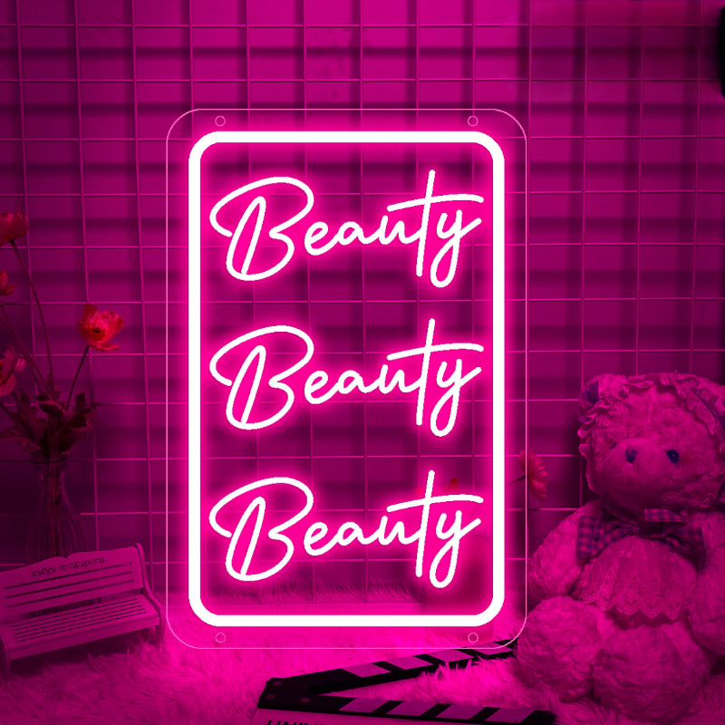 Triple Script Neon Led Sign  Personalized Mirror   