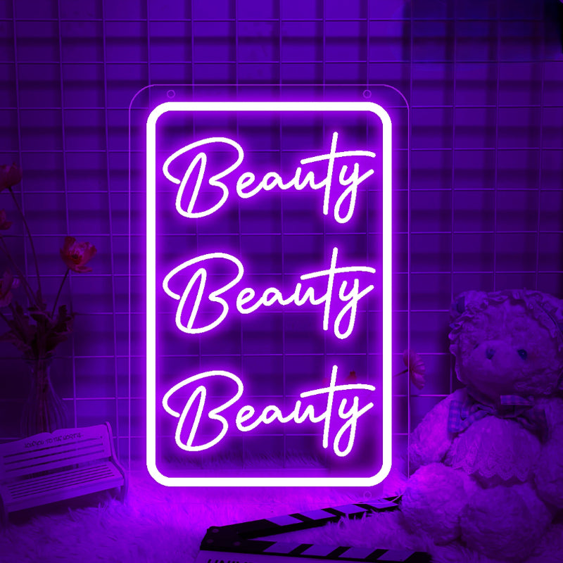 Triple Script Neon Led Sign  Personalized Mirror 30x20 CM  