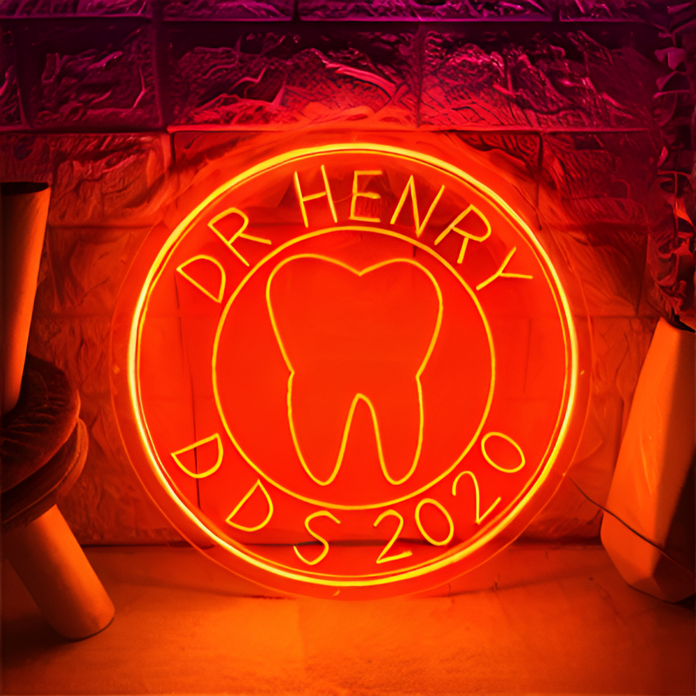 3D Professional Dentist Neon Sign  Personalized Mirror Red 30x30 