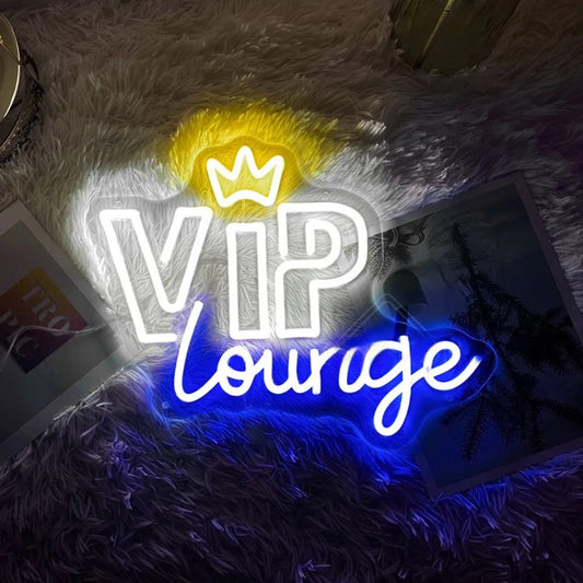 VIP Lounge Neon Led Sign  Personalized Mirror Dark Blue 40x32 CM 