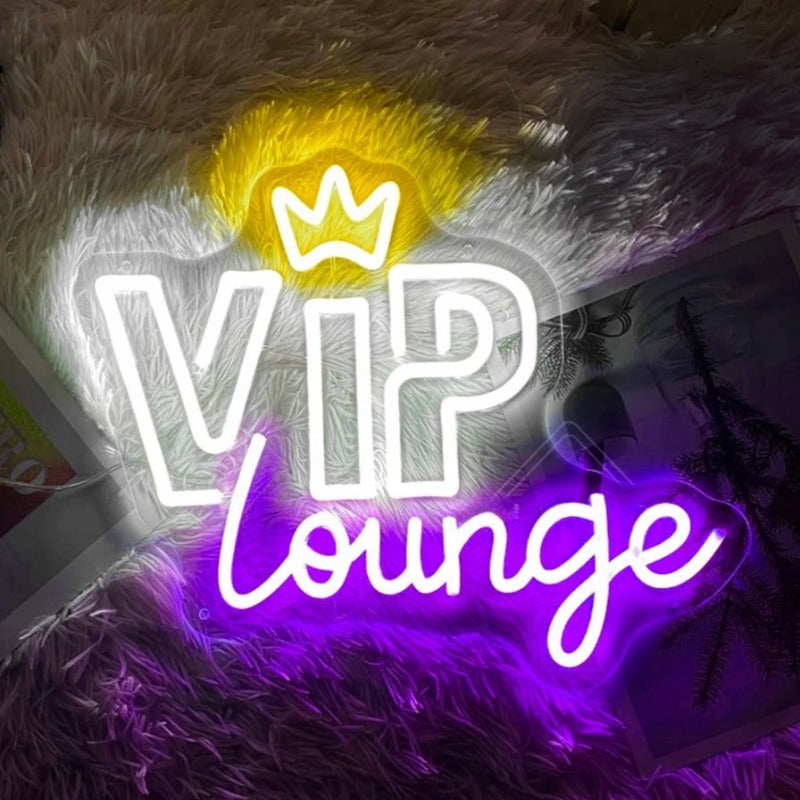 VIP Lounge Neon Led Sign  Personalized Mirror Purple 40x32 CM 