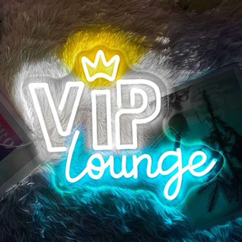 VIP Lounge Neon Led Sign  Personalized Mirror Light Blue 40x32 CM 