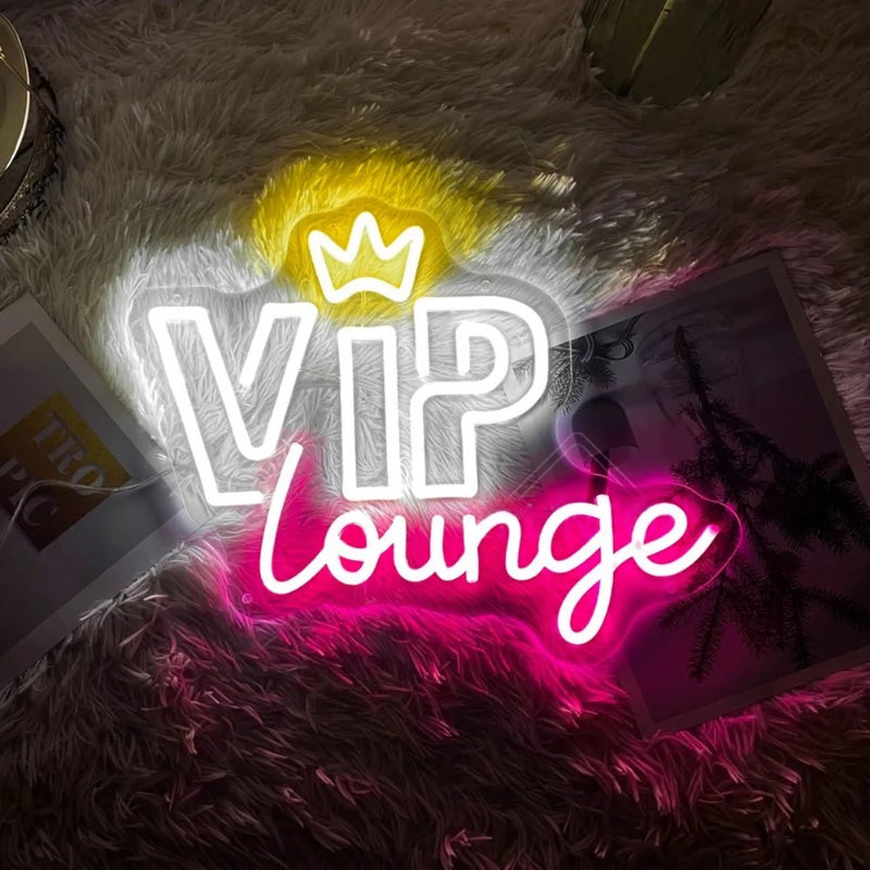 VIP Lounge Neon Led Sign  Personalized Mirror Pink 40x32 CM 